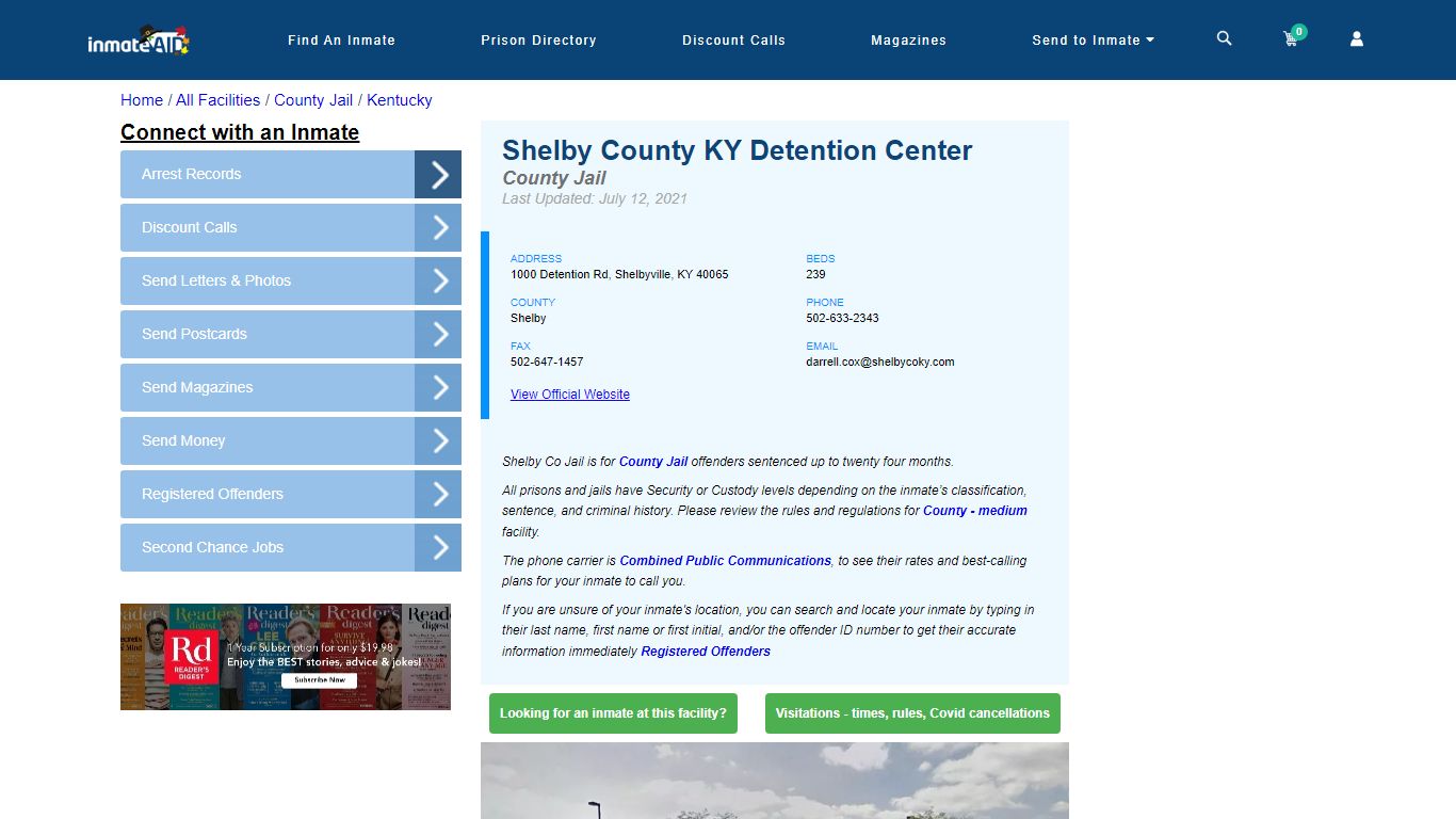 Shelby County KY Detention Center - Inmate Locator - Shelbyville, KY
